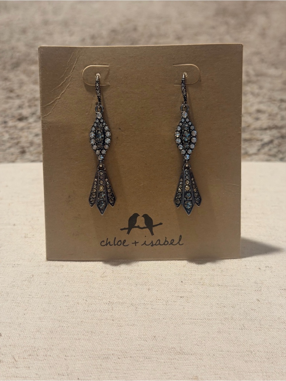 Chloe + Isabel Silver-Tone Crystal Art Deco Drop Earrings